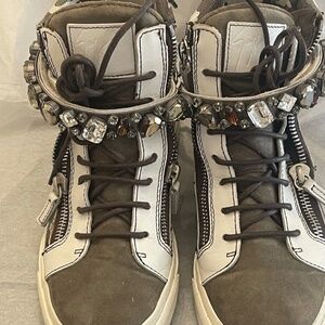 Giuseppe Zanotti Bejeweled Camo High Top Sneakers 39